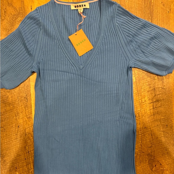 Boden Angled Empire Knitted Dress Porcelain Blue $160.00 NEW - Picture 3 of 10